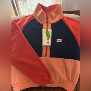 Marmot Retro Rocklin Fleece in Orange and Navy